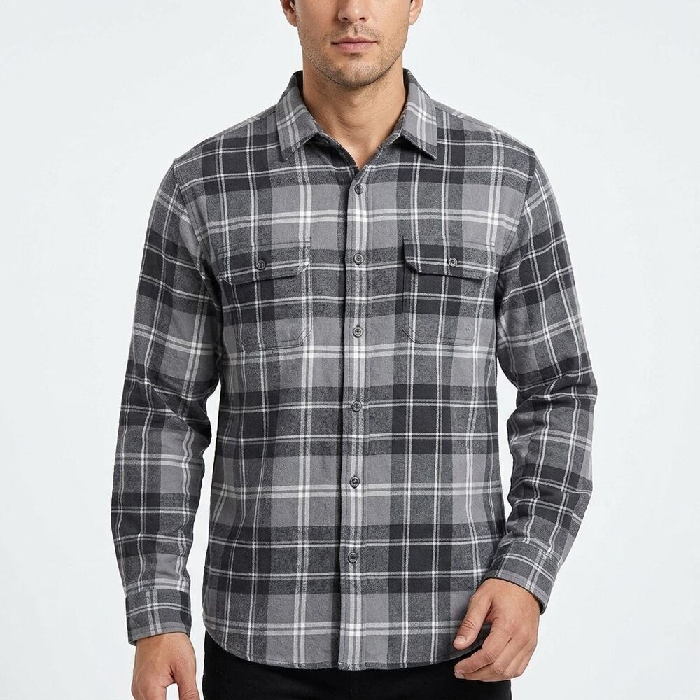 Prince & Fox Gray Plaid Button-Up Shirt Men Size XL